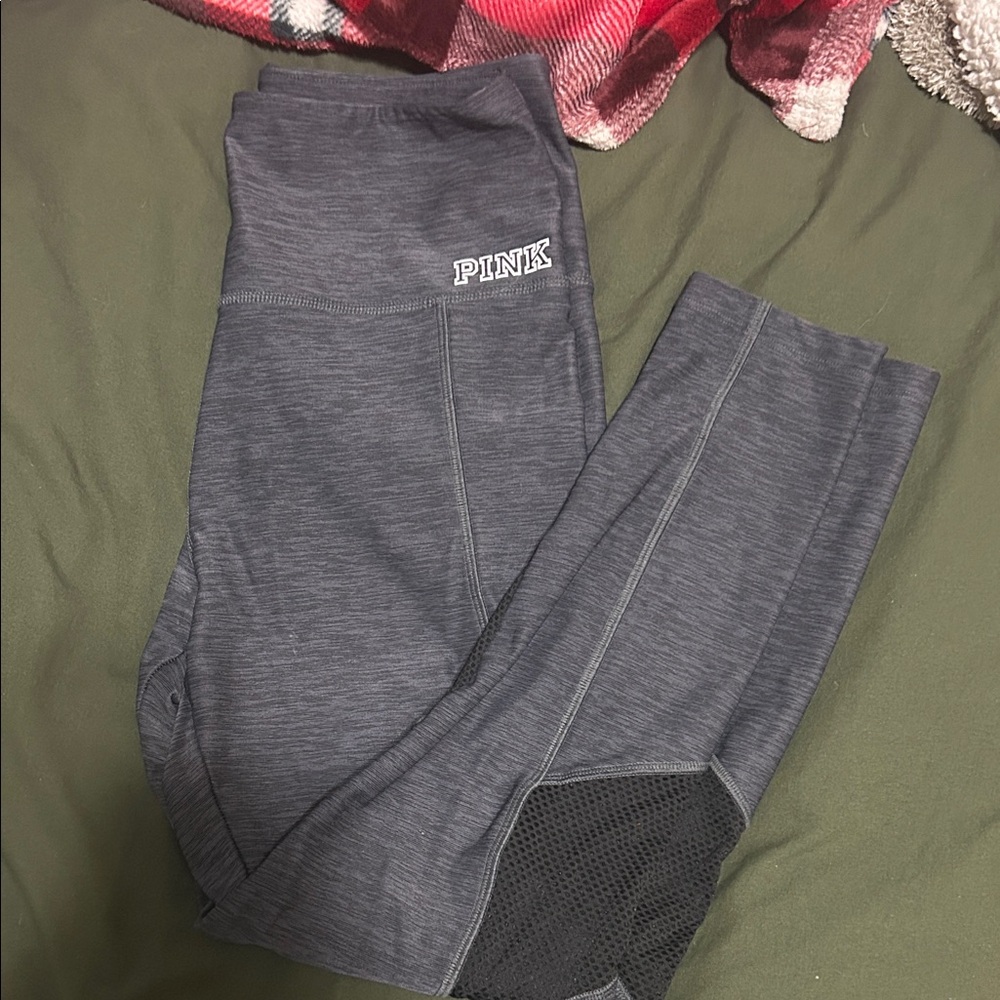 PINK Victoria's Secret Gray Leggings with Mesh Detail